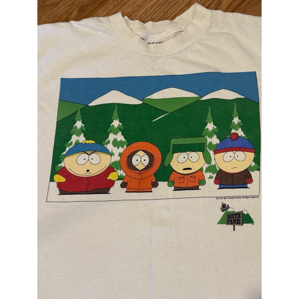 Vintage 90s South Park Comedy Central Cartoon Tv Show Promo Tee Shirt Large 1997